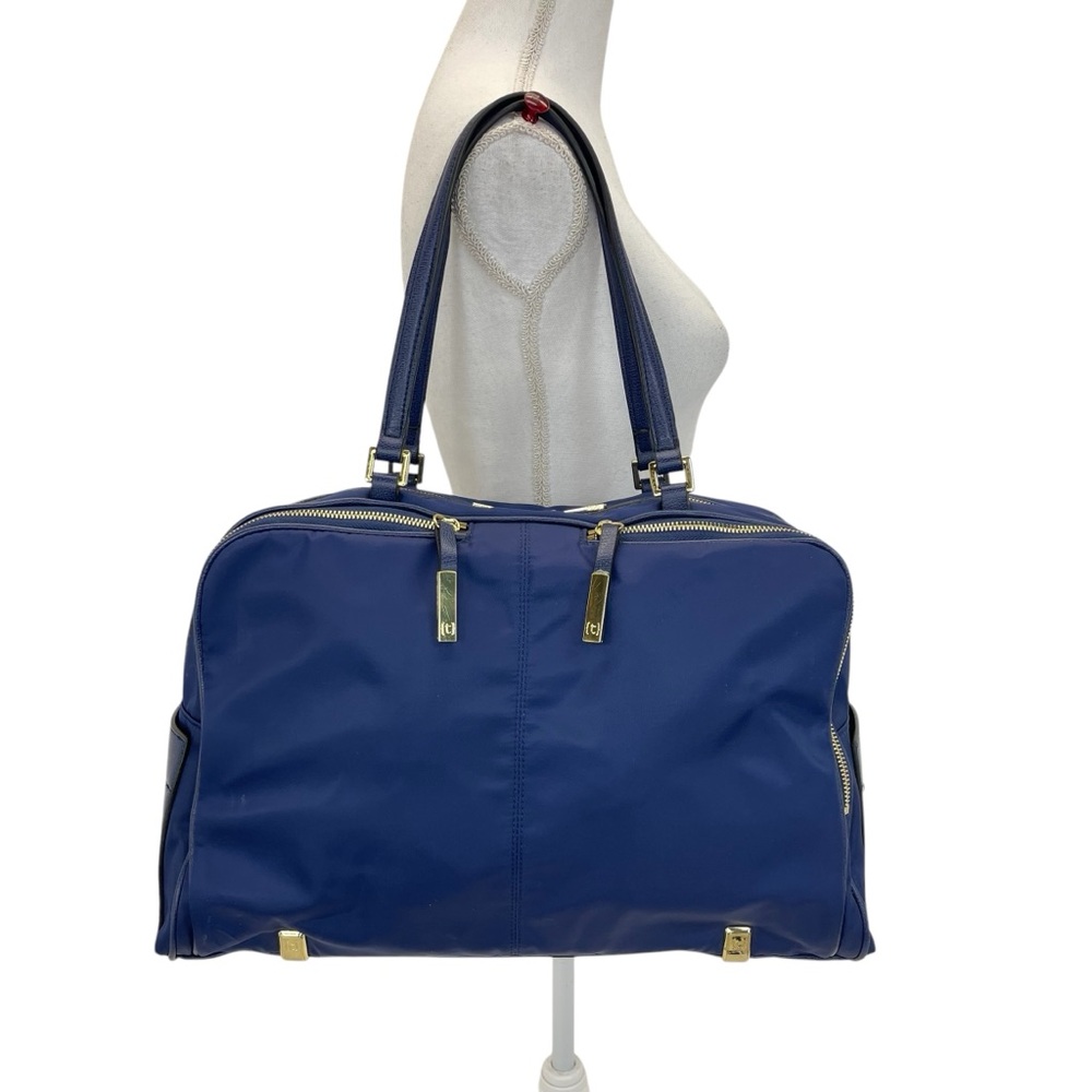 Navy Travel Tote Bag with Gold Accents